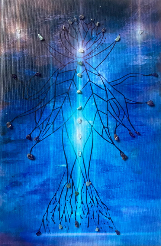 Guardian Angel Wall Art with Amethyst, Quartz & Green Aventurine