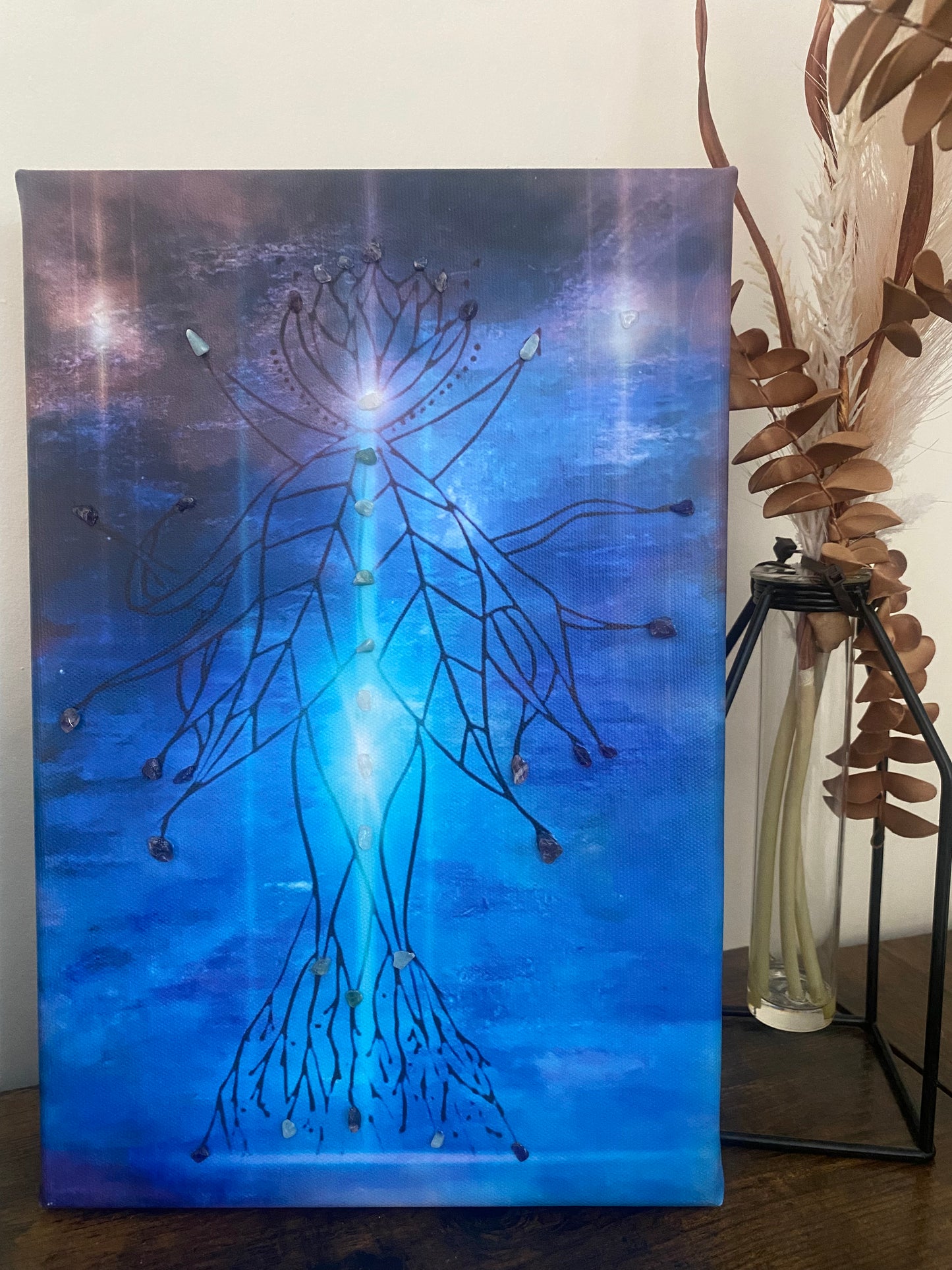 Guardian Angel Wall Art with Amethyst, Quartz & Green Aventurine