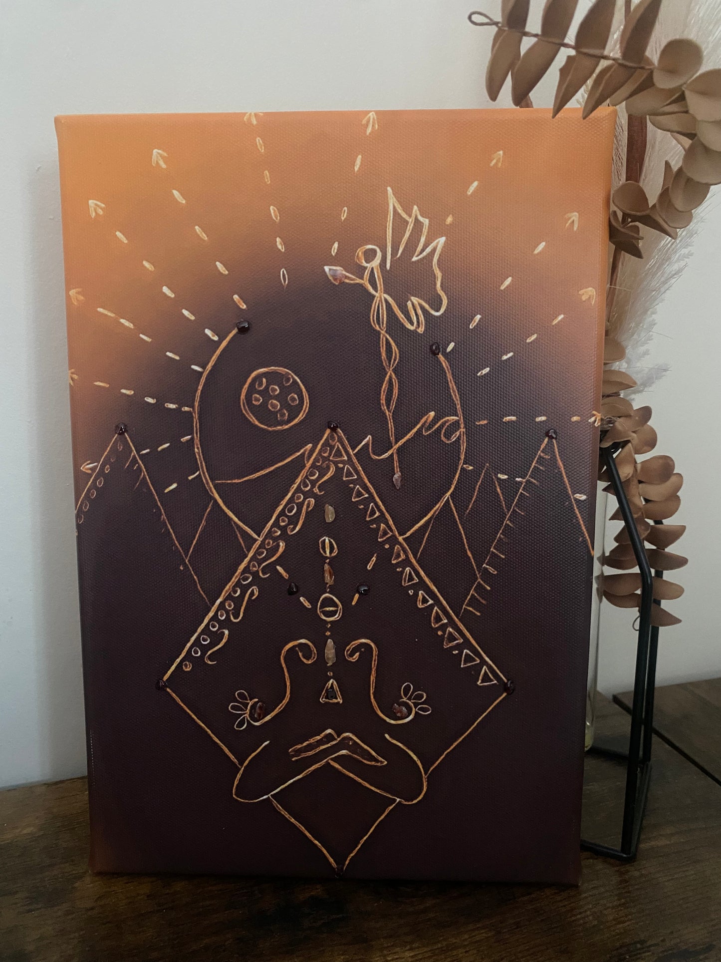 Meditation Art with Garnet, Red Aventurine & Carnelian